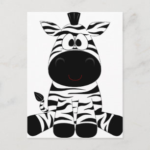 Zebra Cute Animal Rand Jungle Safari Whimsical Vykort