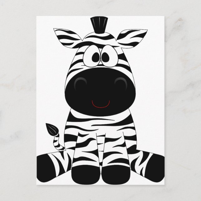 Zebra Cute Animal Rand Jungle Safari Whimsical Vykort (Framsida)