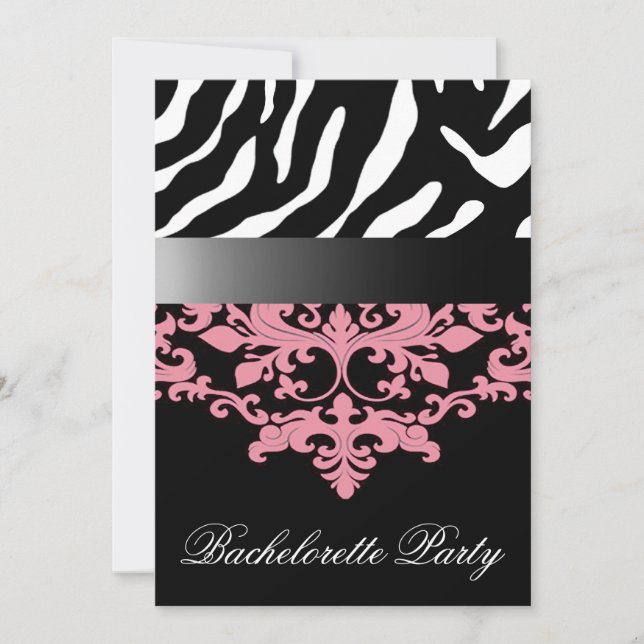 Zebra Damask Girl's Night Out Bachelorette Party Inbjudningar (Framsida)