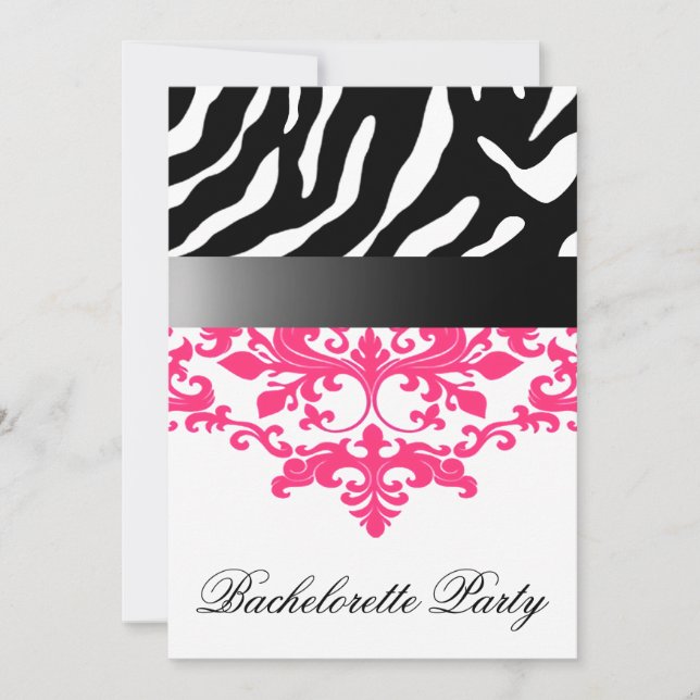 Zebra Damask Girl's Night Out Bachelorette Party Inbjudningar (Framsida)