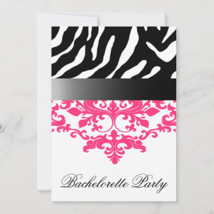 Zebra Damask Girl's Night Out Bachelorette Party Inbjudningar