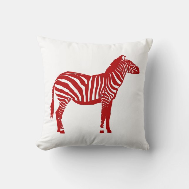Zebra - Deep Red and White Kudde (Framsida)