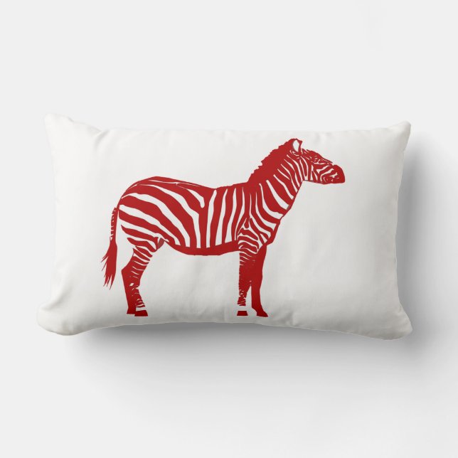 Zebra - Deep Red and White Lumbarkudde (Framsida)