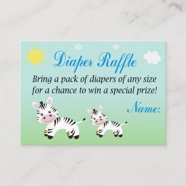 Zebra Diaper Raffle Biljett (Framsida)