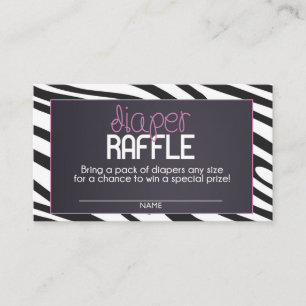 Zebra Diaper Raffle Biljett Tilläggskort