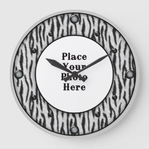 Zebra, din foto-väggklocka stor klocka