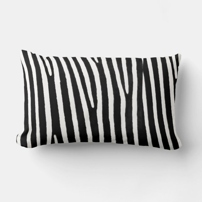 Zebra-djur, svartvit Rand. Lumbarkudde (Framsida)