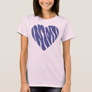 Zebra Djurtryck Lila Hjarta Tee