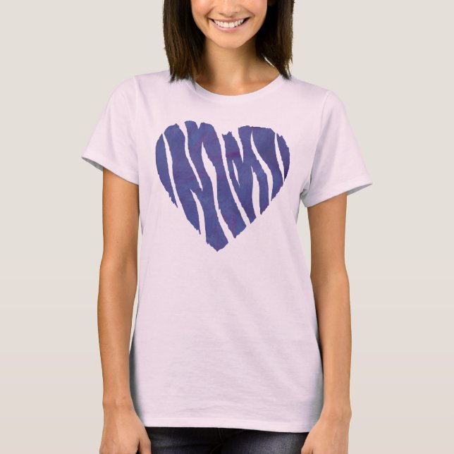 Zebra Djurtryck Lila Hjarta Tee (Framsida)