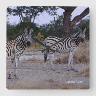 Zebra-Dubblan ta foto Fyrkantig Klocka