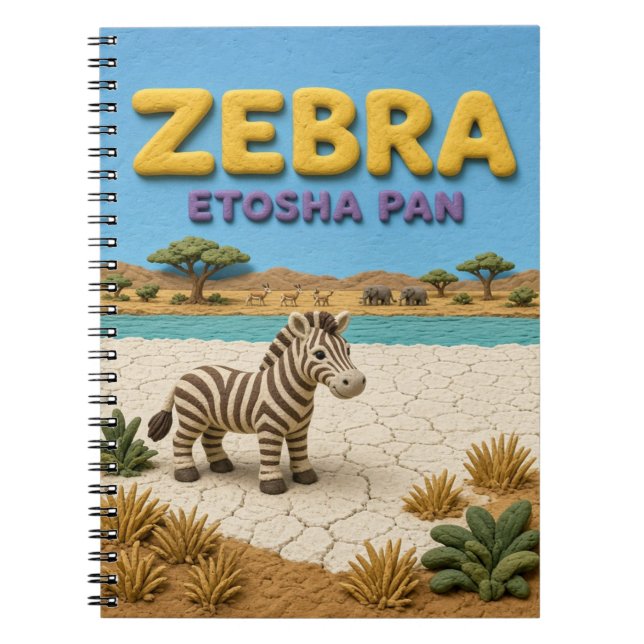 Zebra Etosha Pan Modern KlayKoo Anteckningsbok (Framsidan)