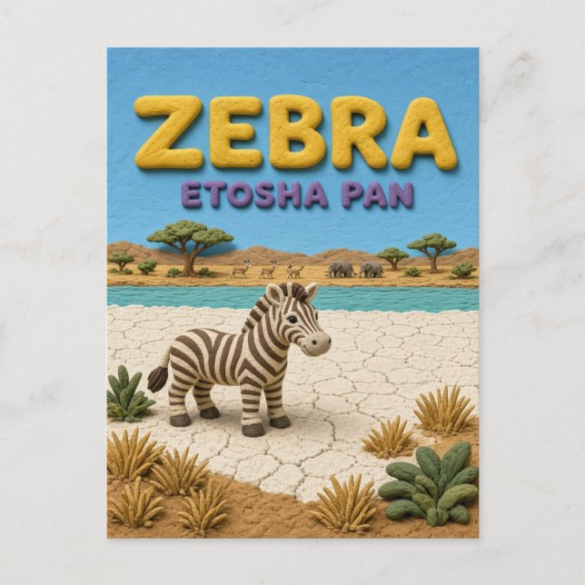 Zebra Etosha Pan Modern KlayKoo Vykort (Framsida)