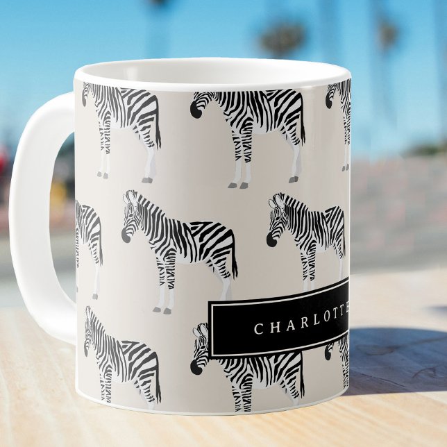 Zebra Exotic Animal Mönster Beige Kaffemugg (Zebra Exotic Animal Pattern Beige Coffee Mug)