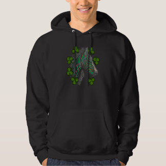 Zebra Face Head Mandala Irish Shamrock C St Patric Hoodie