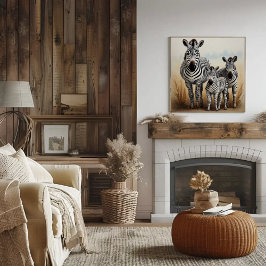 Zebra Family Cute och Endearing Wildlife Poster