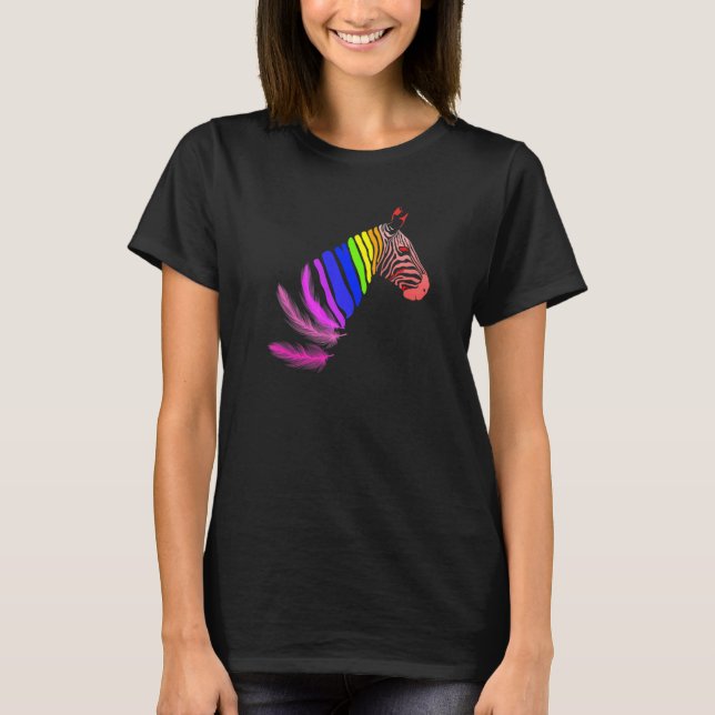 Zebra Feathers LGBTQ Flag Pride Month Proud LGBTQ  T Shirt (Framsida)