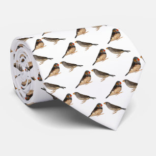 Zebra Finch Frenzy 2 Tie Dbl Sided (välj Färg) Slips