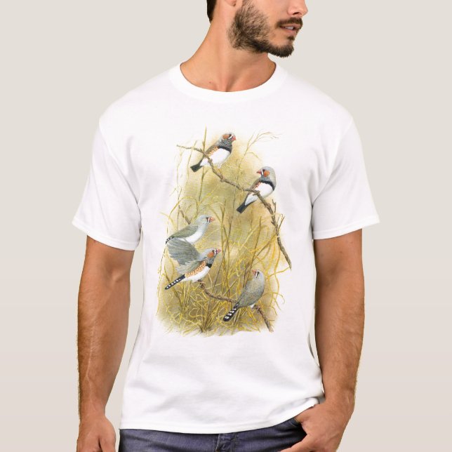Zebra Finch Group - Taeniopygia guttata T Shirt (Framsida)