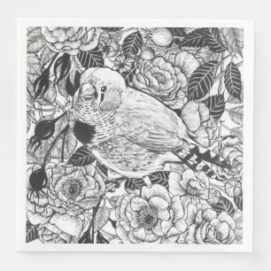 Zebra finch och ro bush bläck teckning pappersservett