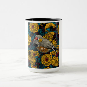 Zebra finch och ro bush mugg