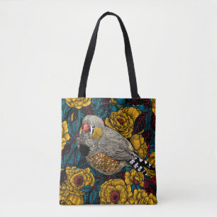 Zebra finch och ro bush tygkasse