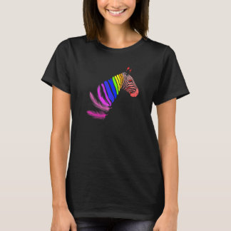 Zebra Fjädrar HBTQ Flagga Pride Månad Stolt HBTQ  T Shirt