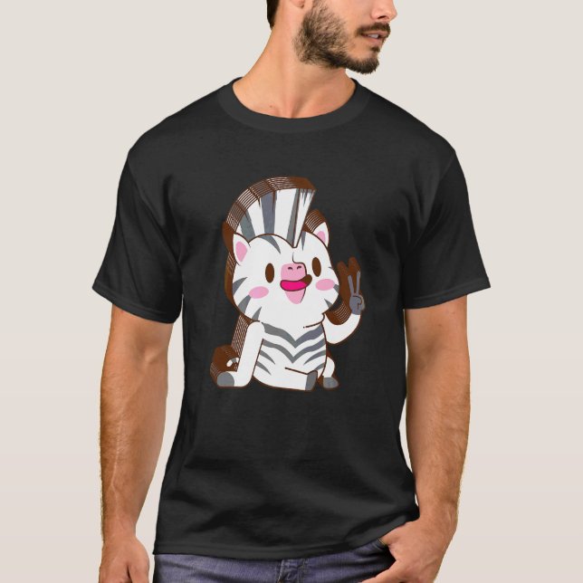 Zebra Flerlagers Fred Avslappnad Söt Estetisk   T Shirt (Framsida)