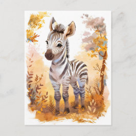 Zebra Foal in Autumn Grassland Helg Vykort