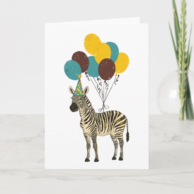 Zebra Födelsedagsfest Greeting Card Kort (Framsida)