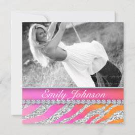 Zebra Födelsedagsfest Rosa Orange Smycken Inbjudningar