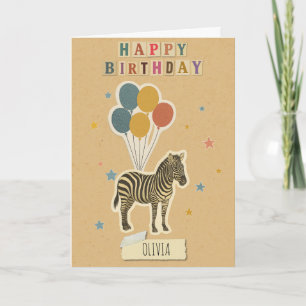 Zebra-födelsedagskort - Personlig Namn Kort