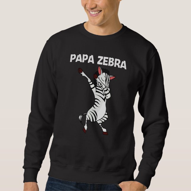 Zebra För Män Pappa Afrikanska Zoo Djur Lång Ärmad Tröja (Framsida)