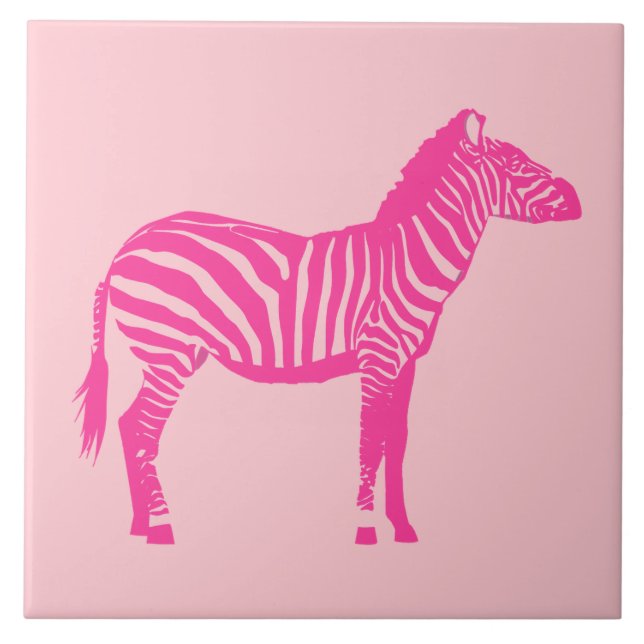 Zebra - Fuchsia och ljusa rosa Kakelplatta (Framsidan)