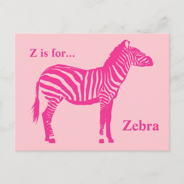 Zebra - Fuchsia och ljusa rosa Vykort (Framsida)