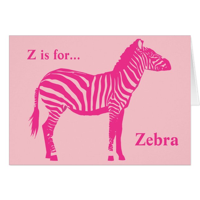 Zebra - Fuchsia och ljusrosa OBS Kort (Framsidan Horizontal)