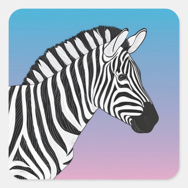 Zebra Fyrkantigt Klistermärke (Framsida)