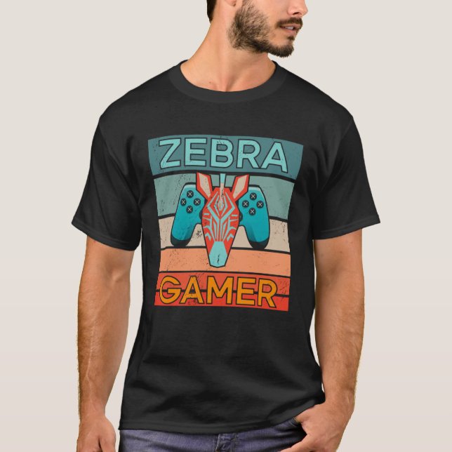 Zebra Gamer Africa Gaming Game Animal Zebra T Shirt (Framsida)