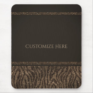 Zebra Glans Brun Guld Glam Chic Elegant Bling Musmatta