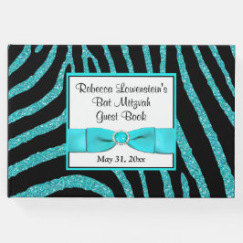 Zebra Glitter Bat mitzvah Guestbook Gästböcker