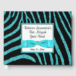 Zebra Glitter Bat mitzvah Guestbook Gästböcker