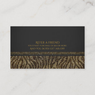 Zebra Glitter Sekvens Glam Chic Referera en vän Rabattkort