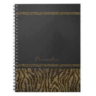 Zebra Glitter Sekvenser Glam Chic Modern Bling Anteckningsbok