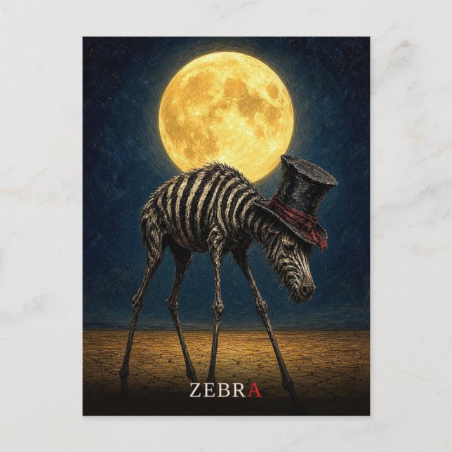 Zebra Gothic Top Hat gotisk Surreal Vykort (Framsida)