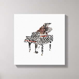 Zebra Grand Piano ~ 12x12,75 tjockt Canvas