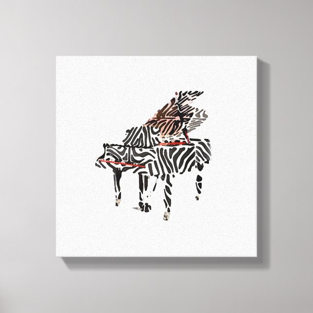 Zebra Grand Piano ~ 12x12,75 tjockt Canvas (Framsida)