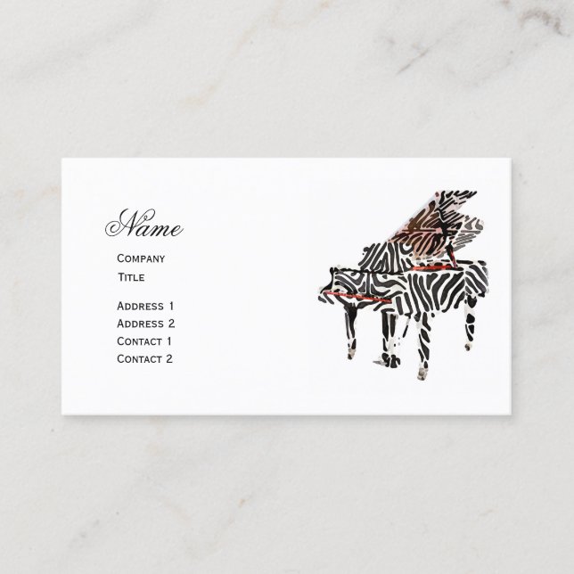 Zebra Grand Piano ~ Affärskort Visitkort (Framsida)