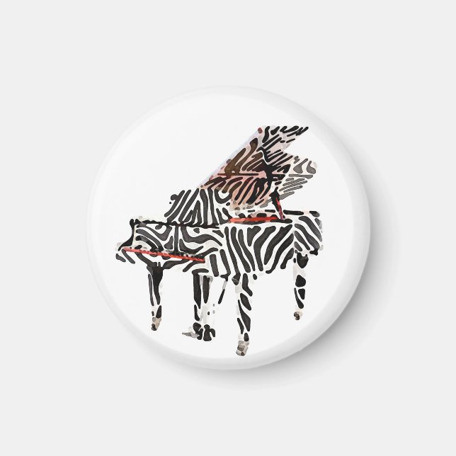 Zebra Grand Piano ~ Button Magnet (Framsidan)