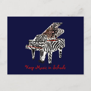 Zebra Grand Piano ~ Postcard / bjudande Inbjudan Vykort
