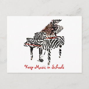 Zebra Grand Piano ~ Postcard / bjudande Vykort