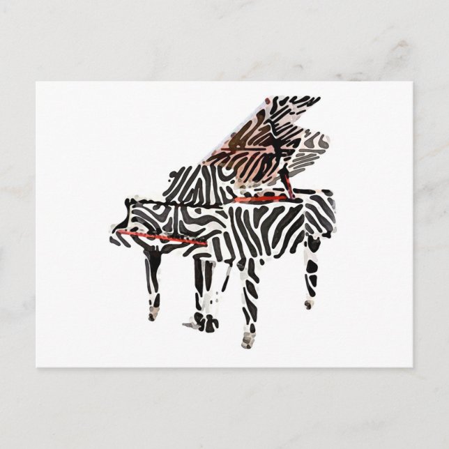 Zebra Grand Piano ~ Postcard / Inbjudningar Vykort (Framsida)